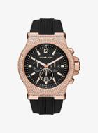 Michael Kors Dylan Pave Rose Gold-tone And Silicone Watch