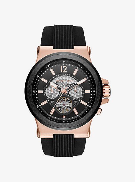 Michael Kors Dylan Automatic Rose Gold-tone And Silicone Watch