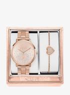 Michael Kors Jaryn Rose Gold-tone Watch And Bracelet Set