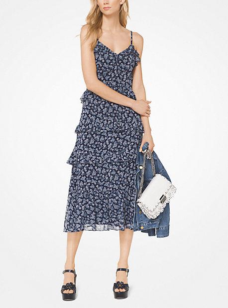 Michael Michael Kors Ruffled Floral Georgette Dress