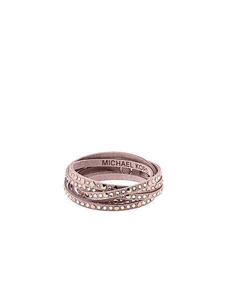 Michael Kors Crystal Rose Gold-tone Double-wrap Leather Bracelet