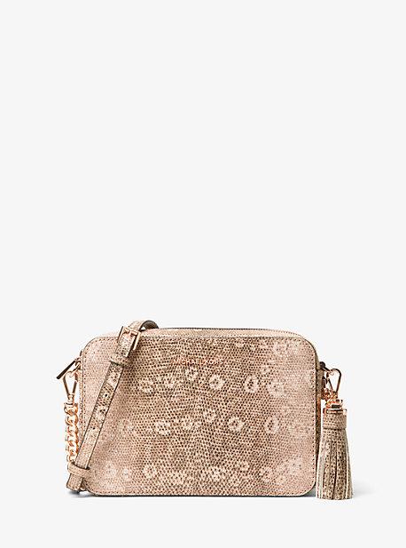 Michael Michael Kors Ginny Lizard-embossed Leather Crossbody