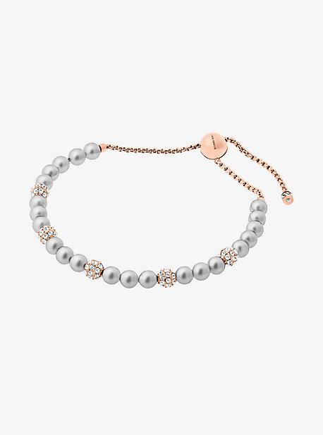 Michael Kors Rose Gold-tone Glass Pearl Slider Bracelet