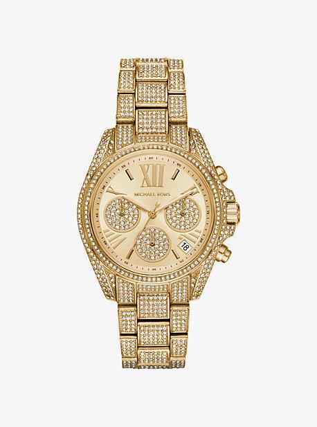 Michael Kors Mini Bradshaw Pave Gold-tone Watch