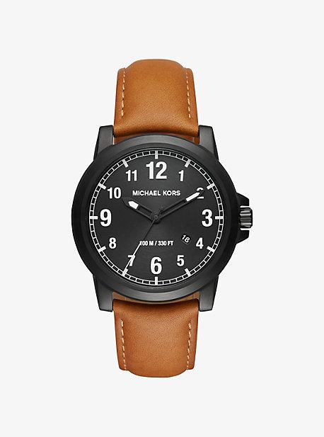 Michael Kors Paxton Black-tone And Leather Watch