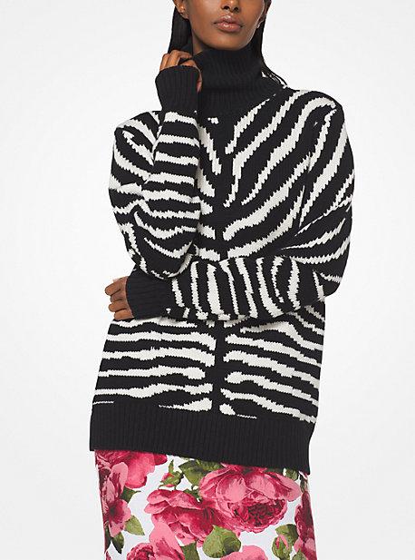 Michael Kors Collection Zebra Cashmere Intarsia Turtleneck