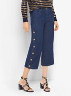 Michael Kors Collection Button Denim Cargo Culottes