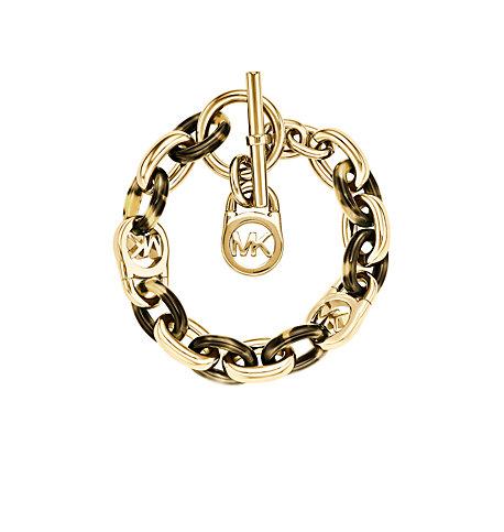 Michael Kors Logo Chain-link Gold-tone And Tortoise Acetate Bracelet