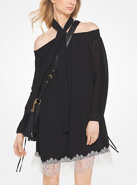 Michael Michael Kors Lace-trim Tie-neck Peekaboo Dress