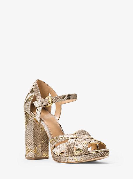 Michael Michael Kors Annaliese Metallic Embossed-leather Platform Sandal
