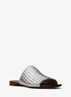 Michael Kors Collection Byrne Metallic Woven-leather Slide