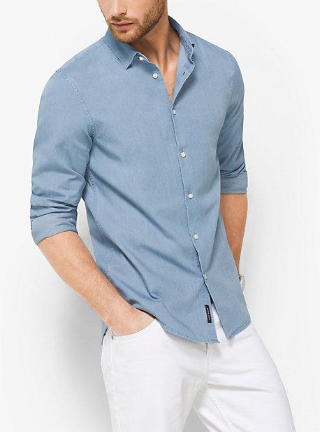 Michael Kors Mens Slim-fit Denim Shirt
