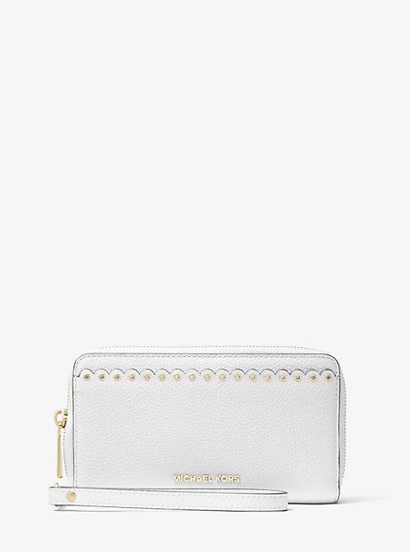Michael Michael Kors Mercer Large Scalloped Leather Smartphone Wristlet
