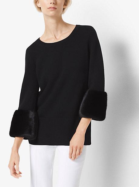 Michael Kors Collection Mink-cuffed Cashmere Pullover
