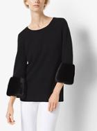 Michael Kors Collection Mink-cuffed Cashmere Pullover