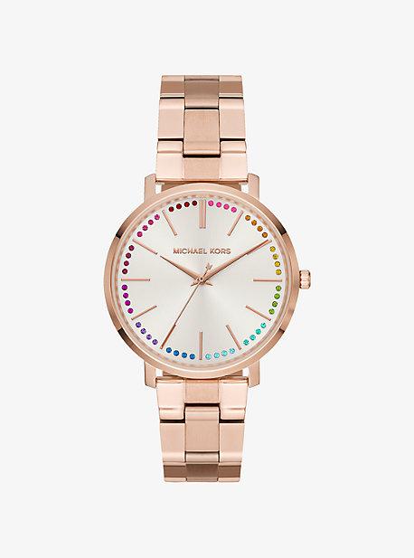 Michael Kors Jaryn Rainbow Pave Rose Gold-tone Watch