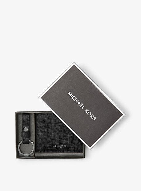Michael Kors Mens Slim Billfold Wallet And Key Fob Set
