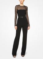 Michael Kors Collection Stretch Wool-crepe And Lace Jumpsuit