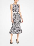 Michael Kors Collection Lace Print Matelasse Trumpet Dress