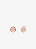 Michael Kors Rose Gold-tone Pave Logo Stud Earrings