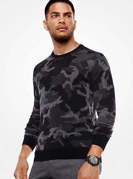 Michael Kors Mens Camouflage Merino Pullover