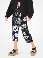 Michael Kors Collection Floral Crepe-cady Cropped Pants