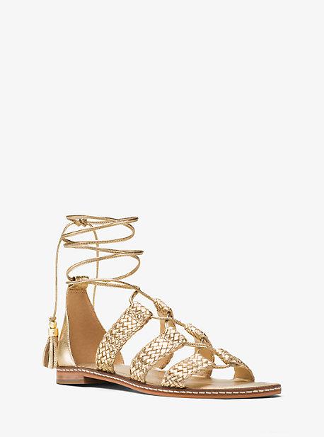 Michael Michael Kors Monterey Gladiator Metallic Leather Lace-up Sandal