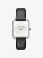 Michael Kors Lake Pave Silver-tone And Embossed-leather Watch