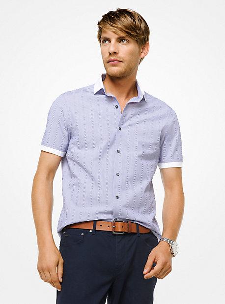Michael Kors Mens Slim-fit Seersucker Cotton Shirt