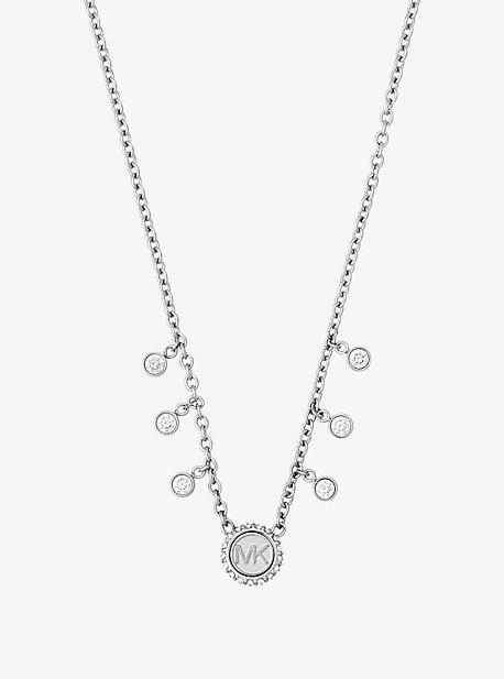 Michael Kors Crystal Silver-tone Logo Necklace