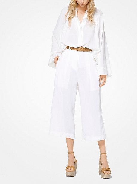 Michael Kors Collection Linen-crepe Cropped Trousers