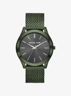 Michael Kors Slim Runway Mesh Olive-tone Watch