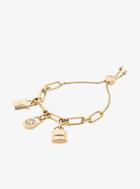 Michael Kors Gold-tone Padlock Charm Slider Bracelet
