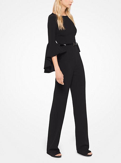 Michael Kors Collection Stretch Wool-crepe Belted Jumpsuit
