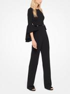 Michael Kors Collection Stretch Wool-crepe Belted Jumpsuit