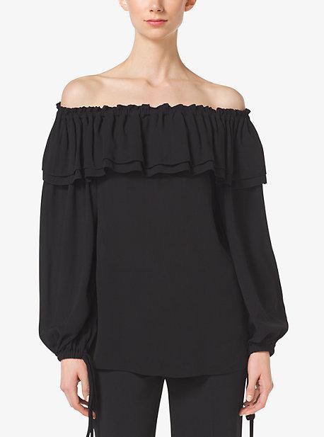 Michael Kors Collection Off-the-shoulder Silk-georgette Blouse