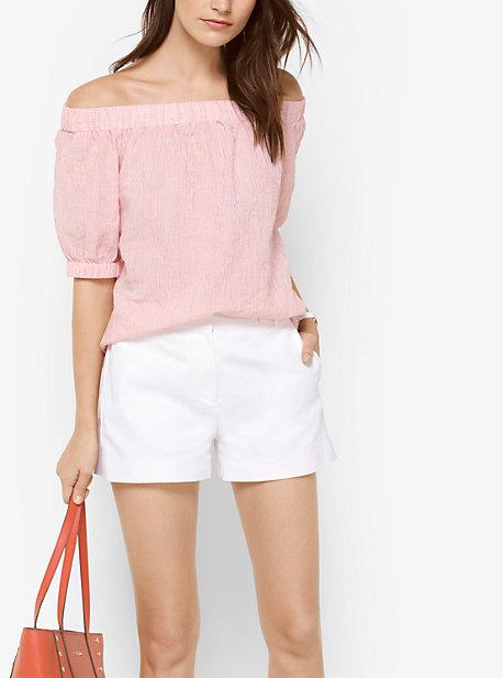Michael Michael Kors Pinstripe Off-the-shoulder Top