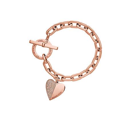 Michael Kors Heart Charm Rose Gold-tone Toggle Bracelet