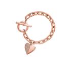 Michael Kors Heart Charm Rose Gold-tone Toggle Bracelet
