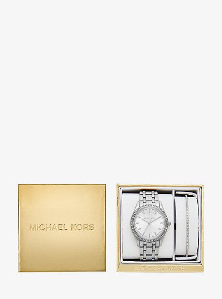 Michael Kors Kiley Silver-tone Watch And Bracelet Set