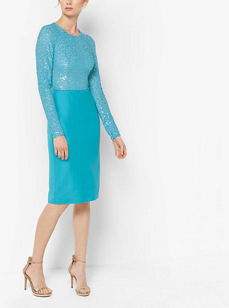 Michael Kors Collection Embroidered Stretch Silk-crepe Sheath Dress