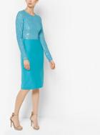 Michael Kors Collection Embroidered Stretch Silk-crepe Sheath Dress
