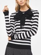 Michael Kors Collection Striped Tropical Cashmere Bow Pullover