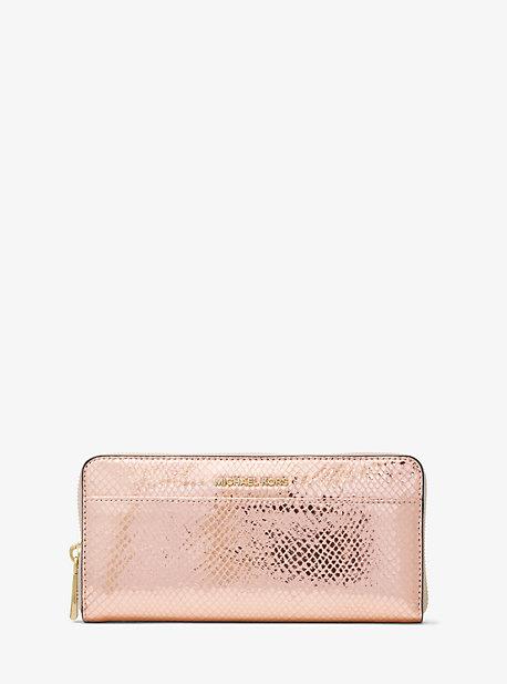Michael Michael Kors Jet Set Metallic Snake-embossed-leather Continental Wallet