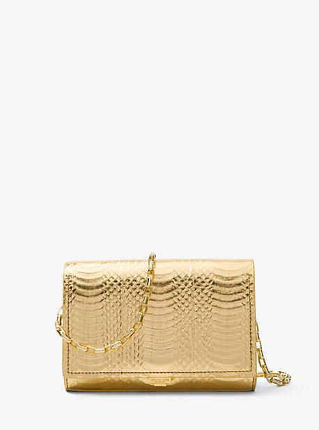 Michael Kors Collection Yasmeen Metallic Snakeskin Clutch