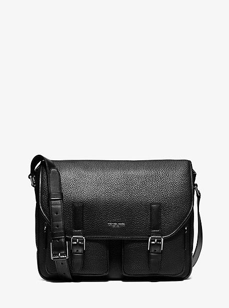 Michael Kors Mens Bryant Leather Cargo-pocket Messenger Bag
