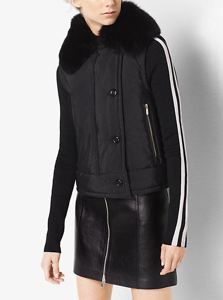 Michael Kors Collection Fur-collar Techno Nylon Ski Vest