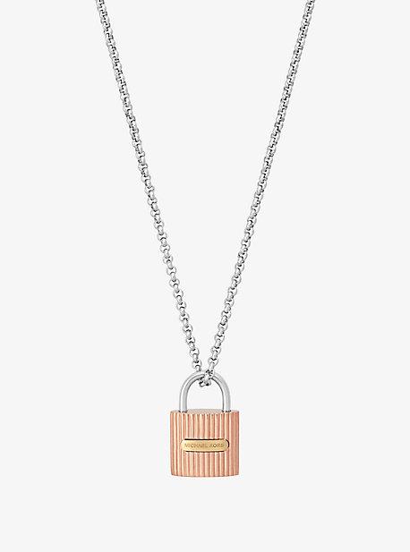 Michael Kors Two-tone Ribbed Padlock Pendant Necklace
