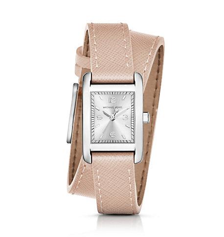 Michael Kors Taylor Silver-tone And Leather Wrap Watch