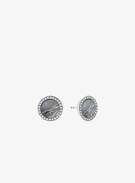 Michael Kors Pave Silver-tone Gray Acetate Stud Earrings
